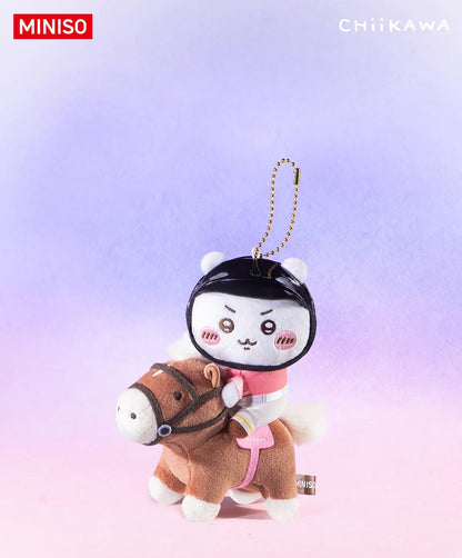 ChiiKawa X Miniso Horse Riding Series | ChiiKawa Hachiware Usagi Momonga Kurimanju Rakko Shisa Crab Cute Riding Horse Plush Doll Keychain - Kawaii Items Room Decoration Doll