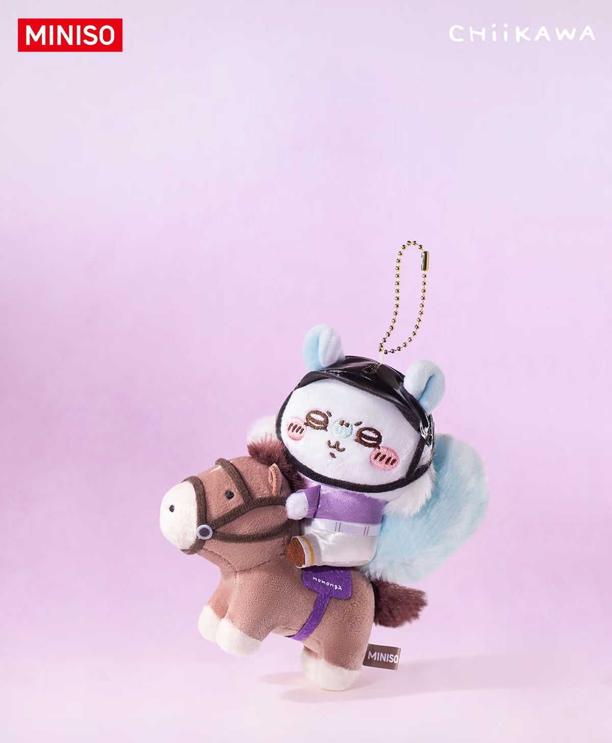 ChiiKawa X Miniso Horse Riding Series | ChiiKawa Hachiware Usagi Momonga Kurimanju Rakko Shisa Crab Cute Riding Horse Plush Doll Keychain - Kawaii Items Room Decoration Doll