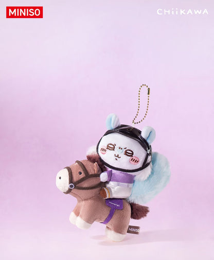 ChiiKawa X Miniso Horse Riding Series | ChiiKawa Hachiware Usagi Momonga Kurimanju Rakko Shisa Crab Cute Riding Horse Plush Doll Keychain - Kawaii Items Room Decoration Doll
