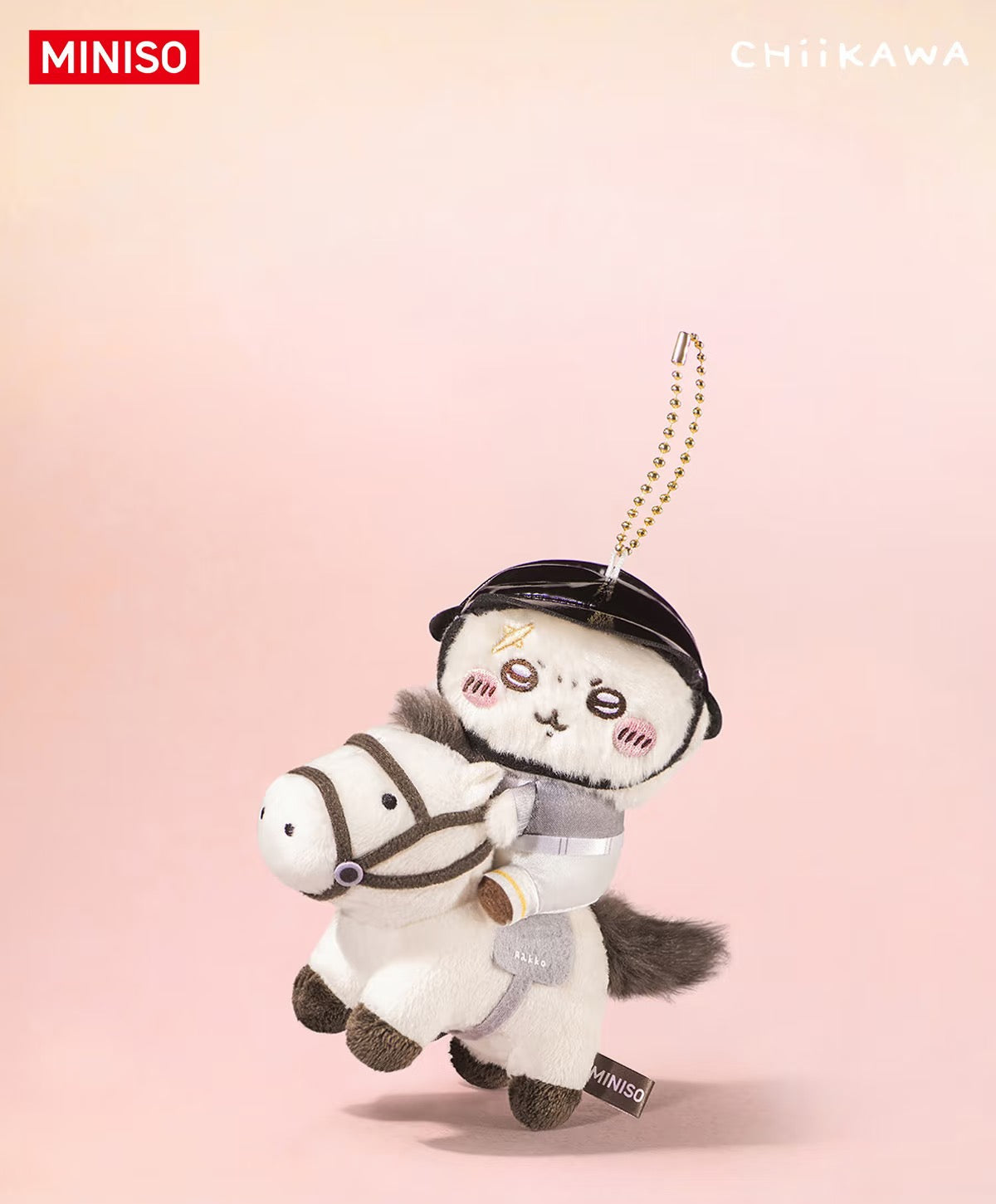 ChiiKawa X Miniso Horse Riding Series | ChiiKawa Hachiware Usagi Momonga Kurimanju Rakko Shisa Crab Cute Riding Horse Plush Doll Keychain - Kawaii Items Room Decoration Doll