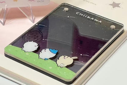 ChiiKawa X Miniso | ChiiKawa Hachiware Usagi Watching Shooting Star Acrylic Cardholder - Kawaii items Room Decoration Item  WinnieTheBirds Toy Shop