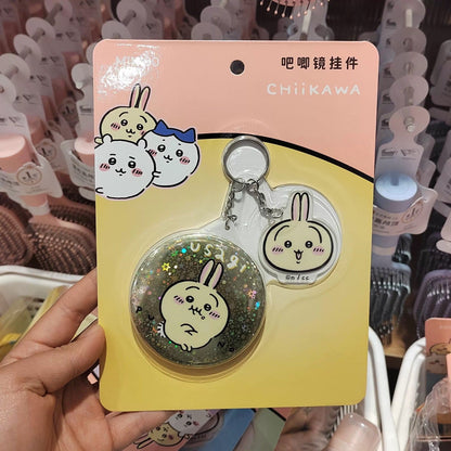 ChiiKawa X Miniso | ChiiKawa Hachiware Usagi Momonga Kurimanju Badge Mirror with Plastic Icon Keychain - Kawaii Items Room Decoration  WinnieTheBirds Toy Shop