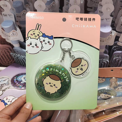 ChiiKawa X Miniso | ChiiKawa Hachiware Usagi Momonga Kurimanju Badge Mirror with Plastic Icon Keychain - Kawaii Items Room Decoration  WinnieTheBirds Toy Shop
