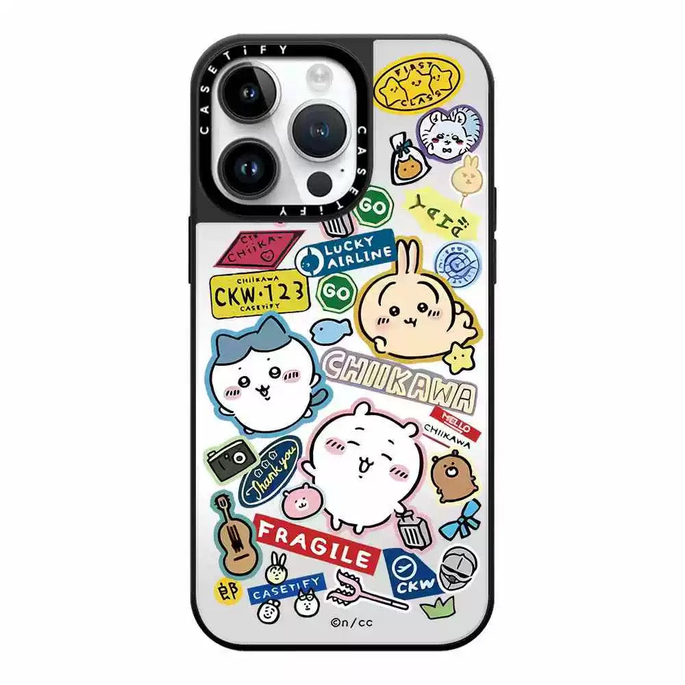 Japanese Cartoon ChiiKawa Mirror Phone Case | ChiiKawa Hachiware Usagi Travel Series - iPhone Case 11 12 13 14 15 16 Pro Promax WinnieTheBirds Toy Shop