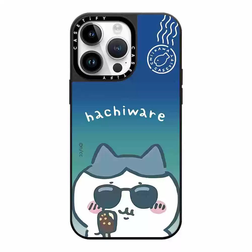 Japanese Cartoon ChiiKawa Mirror Phone Case | ChiiKawa Hachiware Usagi Wear Sunglass and Eating Icecream - iPhone Case 11 12 13 14 15 16 Pro Promax WinnieTheBirds Toy Shop