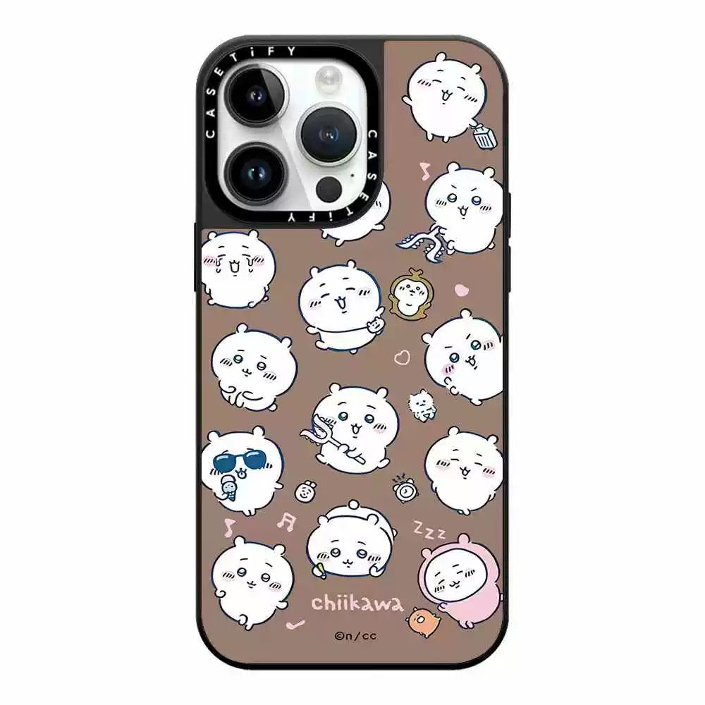 Japanese Cartoon ChiiKawa Mirror Phone Case | ChiiKawa Hachiware Usagi Medley Fun Pose Full Sceen - iPhone Case 11 12 13 14 15 16 Pro Promax WinnieTheBirds Toy Shop
