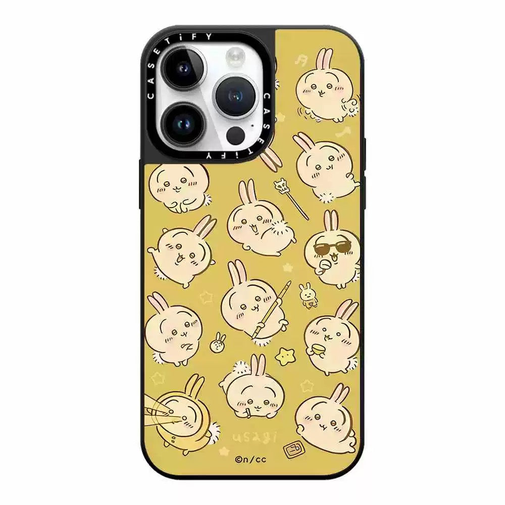 Japanese Cartoon ChiiKawa Mirror Phone Case | ChiiKawa Hachiware Usagi Medley Fun Pose Full Sceen - iPhone Case 11 12 13 14 15 16 Pro Promax WinnieTheBirds Toy Shop
