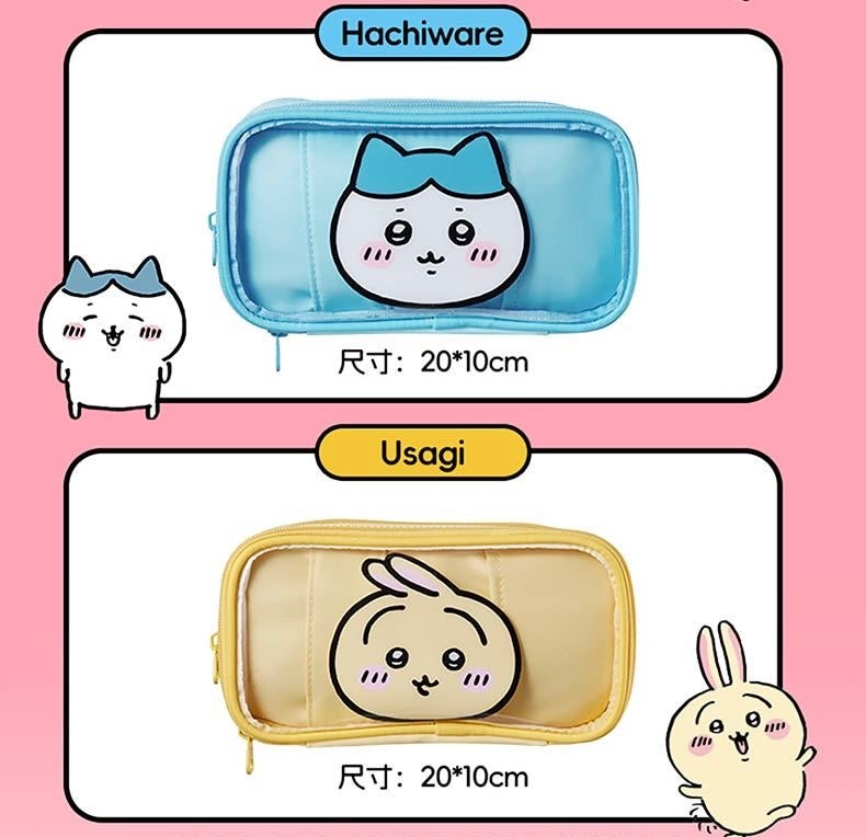 ChiiKawa X Miniso | ChiiKawa Hachiware Usagi Plastic Pencil Case Bag - Kawaii items Room Decoration