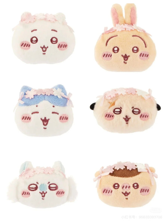 ChiiKawa X Miniso Sakura Series | ChiiKawa Hachiware Usagi Momonga Kurimanju Rakko Plush Doll Cotton Badge Kawaii Items Room Decoration Doll