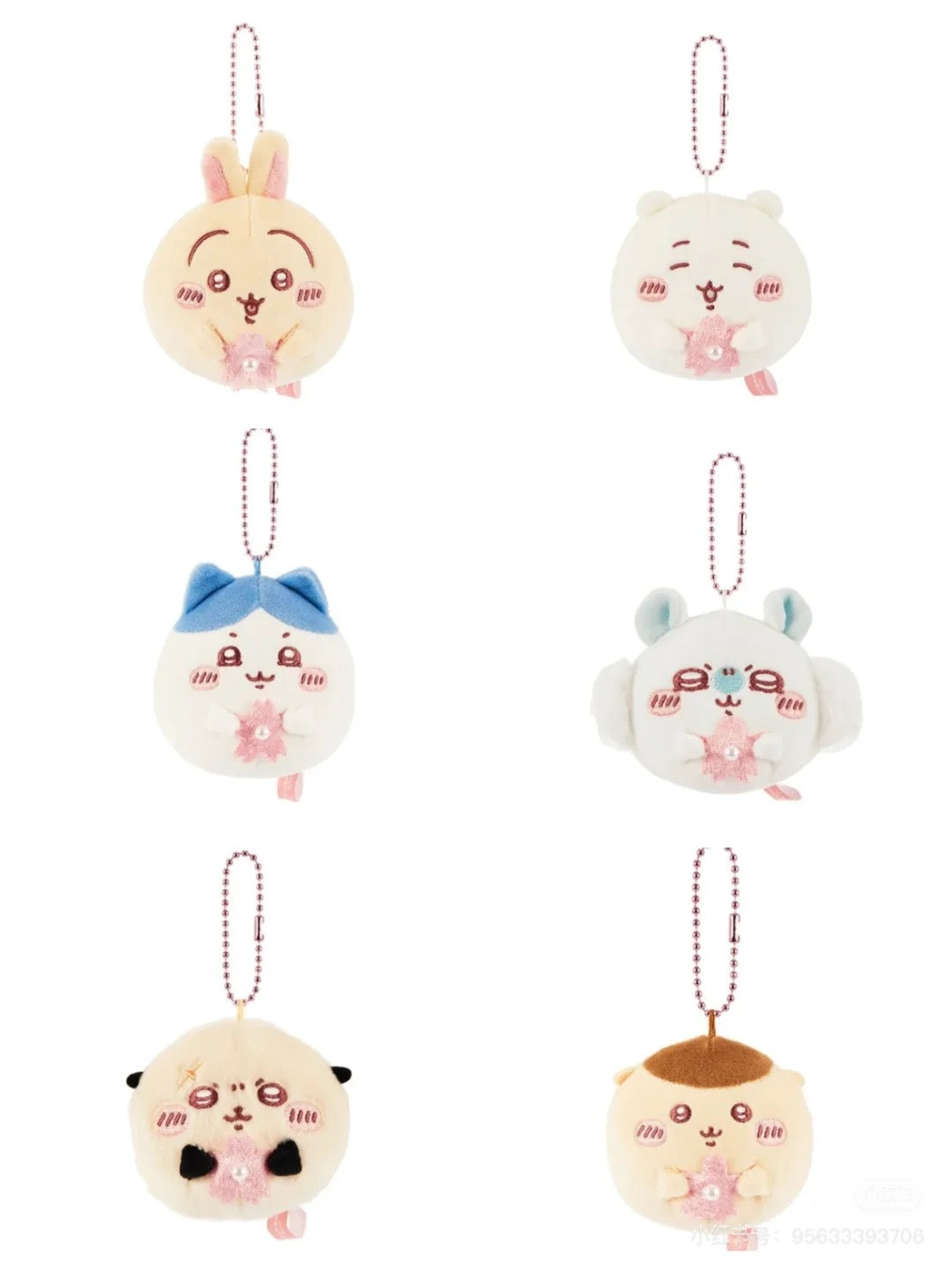 ChiiKawa X Miniso Sakura Series | ChiiKawa Hachiware Usagi Momonga Kurimanju Rakko Plush Doll Daifuku Mochi Keychain Kawaii Items Room Decoration Doll