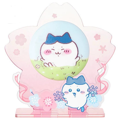 ChiiKawa X Miniso Sakura Limited Series | ChiiKawa Hachiware Usagi Momonga - Plastic Badge with Acrylic Stand Kawaii Items Room Decoration Item  WinnieTheBirds Toy Shop