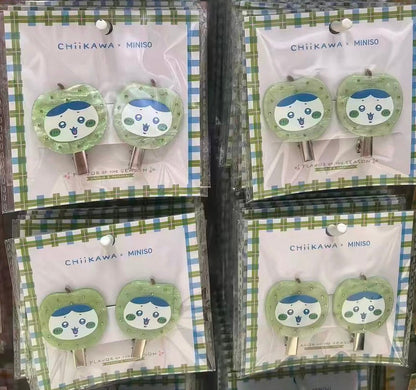 ChiiKawa X Miniso Fruit Market Series | ChiiKawa Hachiware Usagi in Fruit Cute Icon Hair Clip Pair - Kawaii Items Room Decoration