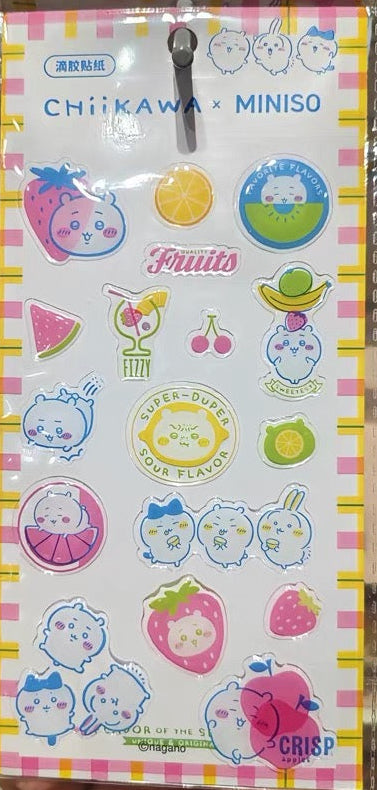 ChiiKawa X Miniso Fruit Market Series | ChiiKawa Hachiware Usagi Fruit Style Cute Icon Crystal Epoxy Sticker - Kawaii Items Room Decoration