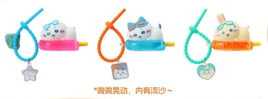 [Per-order] ChiiKawa X Miniso Hot Summer Series | ChiiKawa Hachiware Usagi Lay On Popsicles Cute Plastic Doll Quicksand Keychain - Kawaii Items Room Decoration Doll