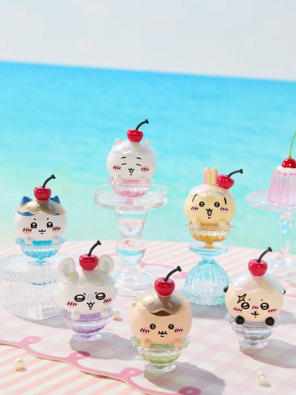 ChiiKawa X Miniso Hot Summer Series | ChiiKawa Hachiware Usagi Momonga Kurimanju Rakko In Dessert Cup Cute Plastic Doll - Kawaii Items Room Decoration Doll
