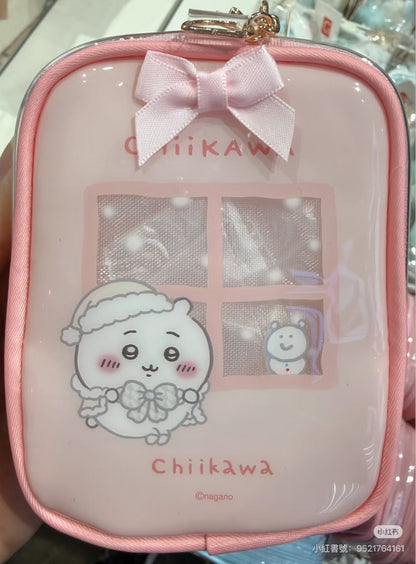 ChiiKawa X Miniso White Christmas Series | ChiiKawa Hachiware Usagi White Christmas Style Transparent Plastic Itabag Doll Bag Keychain - Kawaii Items Room Decoration