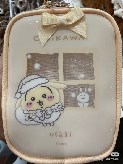 ChiiKawa X Miniso White Christmas Series | ChiiKawa Hachiware Usagi White Christmas Style Transparent Plastic Itabag Doll Bag Keychain - Kawaii Items Room Decoration