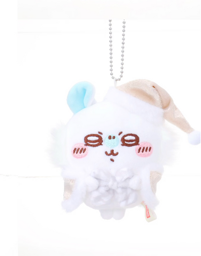 ChiiKawa X Miniso White Christmas Series | ChiiKawa Hachiware Usagi Momonga Holding Present in White Christmas Clothes Plush Doll Keychain - Kawaii Items Room Decoration doll