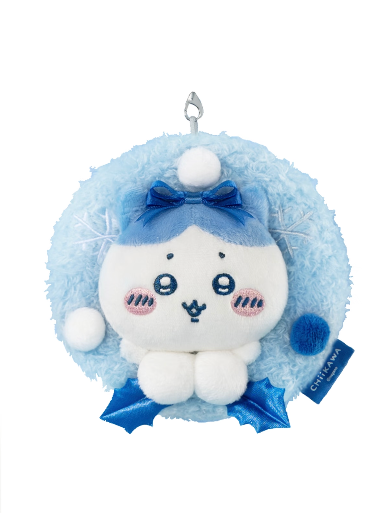 ChiiKawa X Miniso White Christmas Series | ChiiKawa Hachiware Usagi Momonga in Christmas Wreath Plush Doll Keychain - Kawaii Items Room Decoration doll