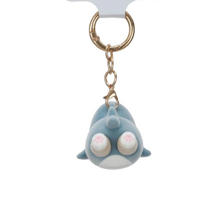 Miniso X Mofusand | Mofusand Cat in Shark Costume Cute Flocked Plastic Doll Keychain - Kawaii items Room Decoration