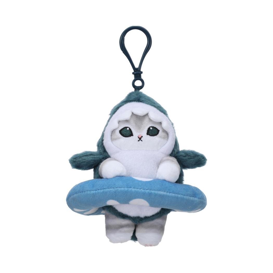 Miniso X Mofusand | Mofusand Cat in Shark Costume Raising Hand and Curling Up Cute Plush Doll Keychain - Kawaii items Room Decoration Doll