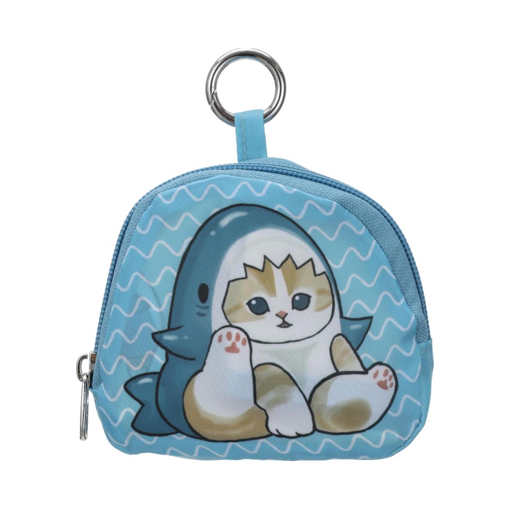 Miniso X Mofusand | Mofusand Cat in Shark Costume Cute Foldable Shopping Bag with Plush Bag Keychain - Kawaii items Room Decoration