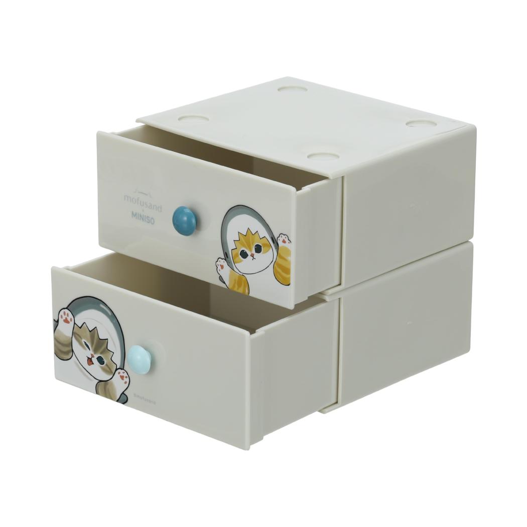 Miniso X Mofusand | Mofusand Cat in Shark Costume Cute Desk Drawer Storage Box - Kawaii items Room Decoration