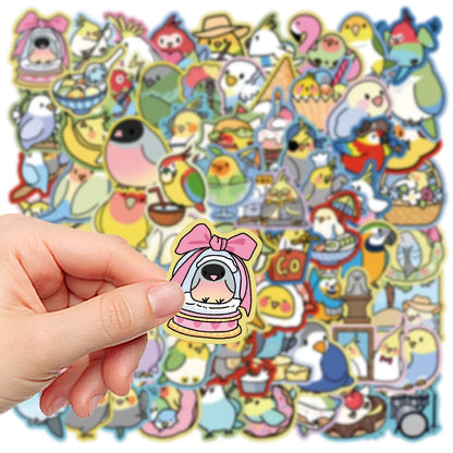 Set of 70 Pieces Colourful Fun Parrot Stickers Waterproof | Lovebird Budgie Pacific Parrotlet Macaw - iPad iPhone NoteBook