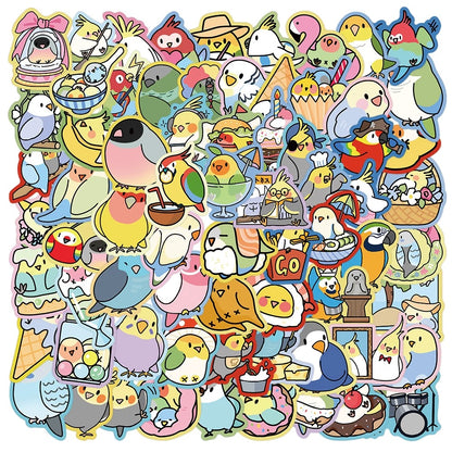 Set of 70 Pieces Colourful Fun Parrot Stickers Waterproof | Lovebird Budgie Pacific Parrotlet Macaw - iPad iPhone NoteBook