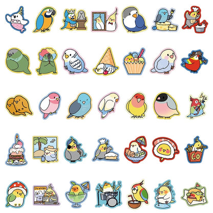 Set of 70 Pieces Colourful Fun Parrot Stickers Waterproof | Lovebird Budgie Pacific Parrotlet Macaw - iPad iPhone NoteBook