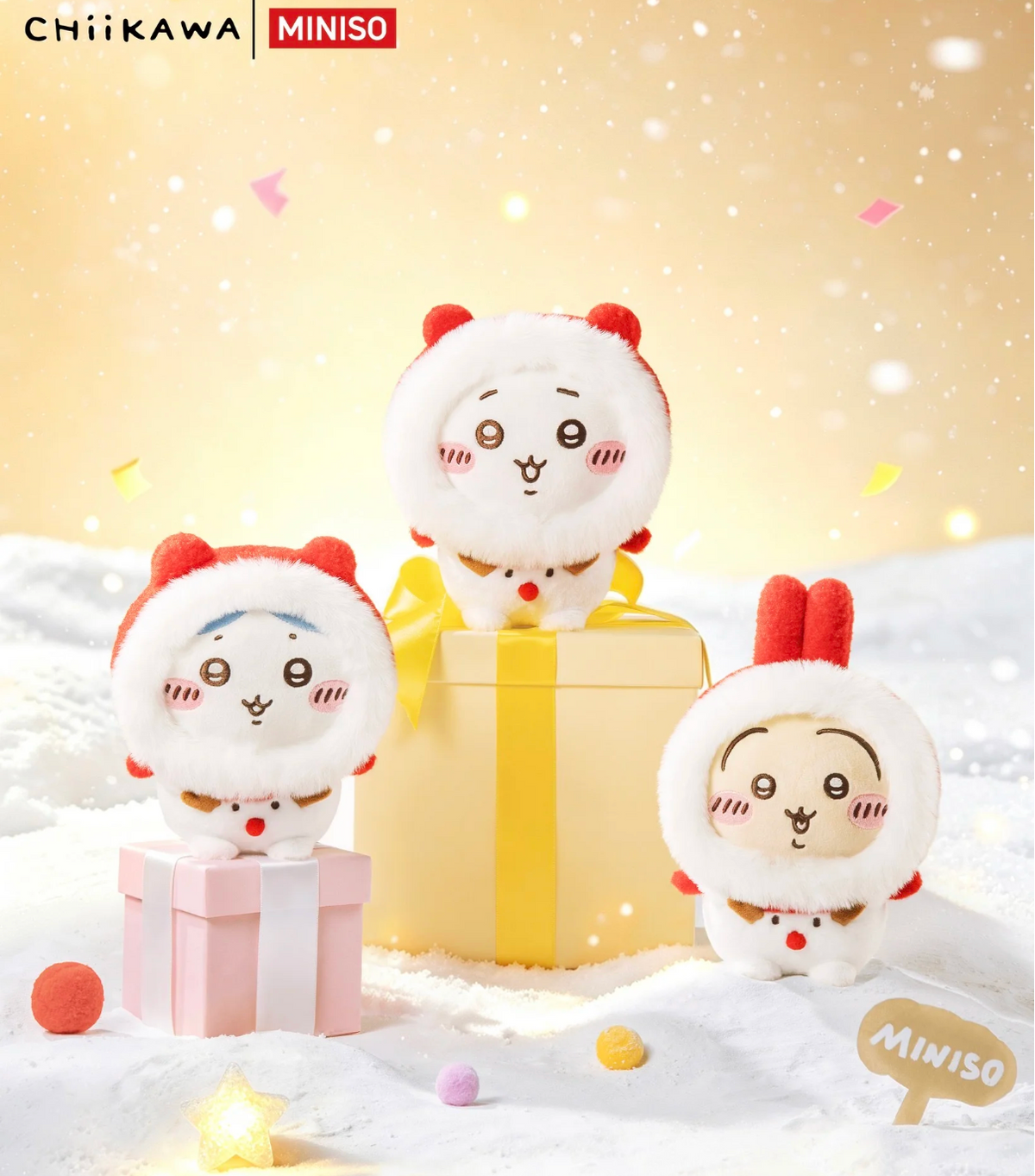 ChiiKawa X Miniso White Christmas Series | ChiiKawa Hachiware Usagi in Christmas Snowman Costume Plush Doll - Kawaii Items Room Decoration doll