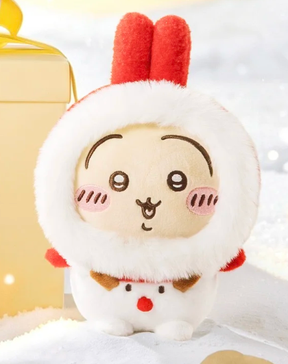 [Pre-order] ChiiKawa X Miniso White Christmas Series | ChiiKawa Hachiware Usagi in Christmas Snowman Costume Plush Doll - Kawaii Items Room Decoration doll