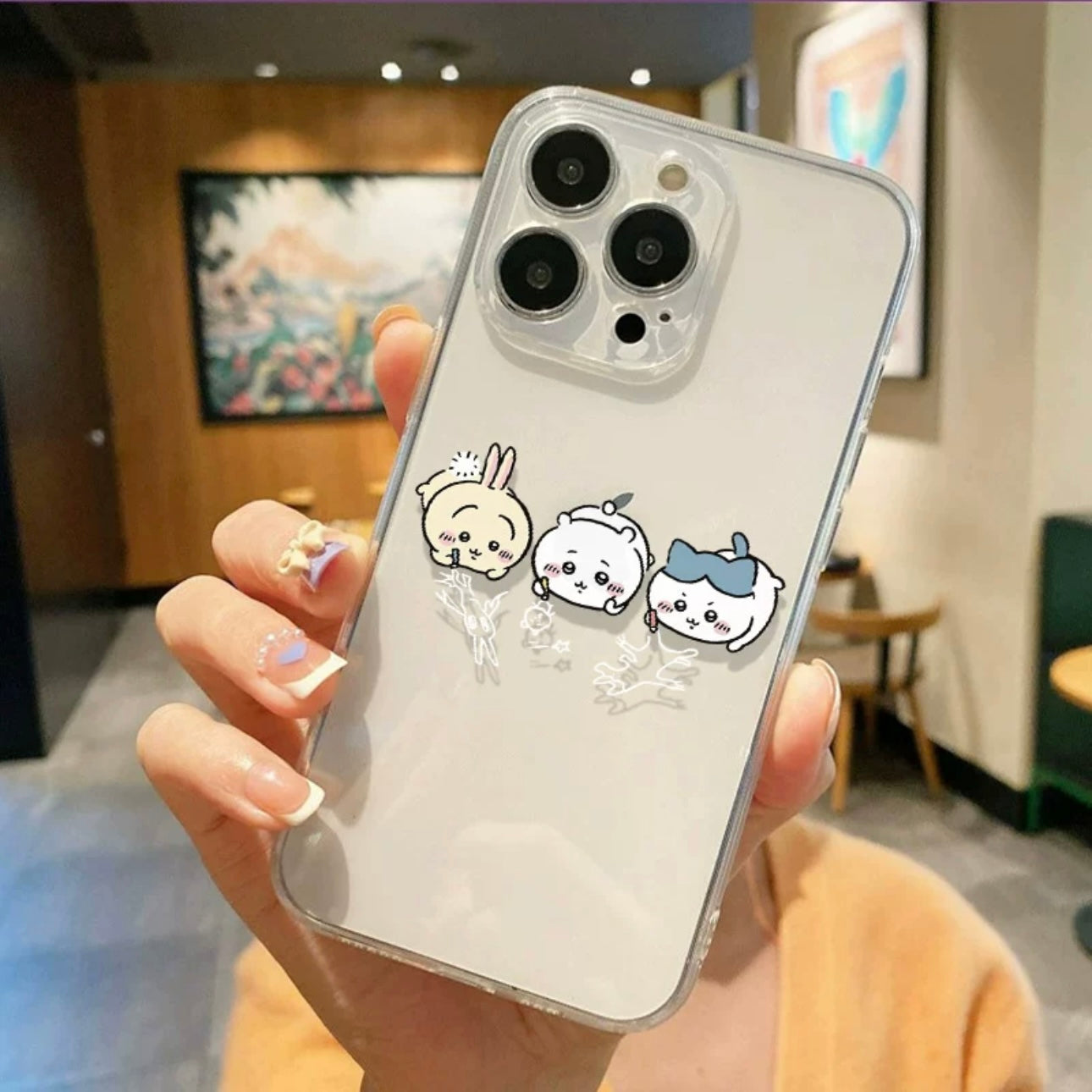 Japanese Cartoon Chiikawa | Drawing on Floor - iPhone Case PLUS SE2 XS XR X 11 12 13 14 15 17 Pro Promax 12mini 13mini WinnieTheBirds Toy Shop