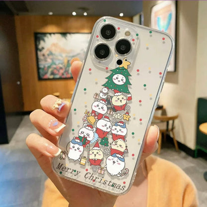 Japanese Cartoon Chiikawa | Happy Merry Christmas Tree - iPhone Case PLUS SE2 XS XR X 11 12 13 14 15 16 17 Pro Promax 12mini 13miniWinnieTheBirds Toy Shop