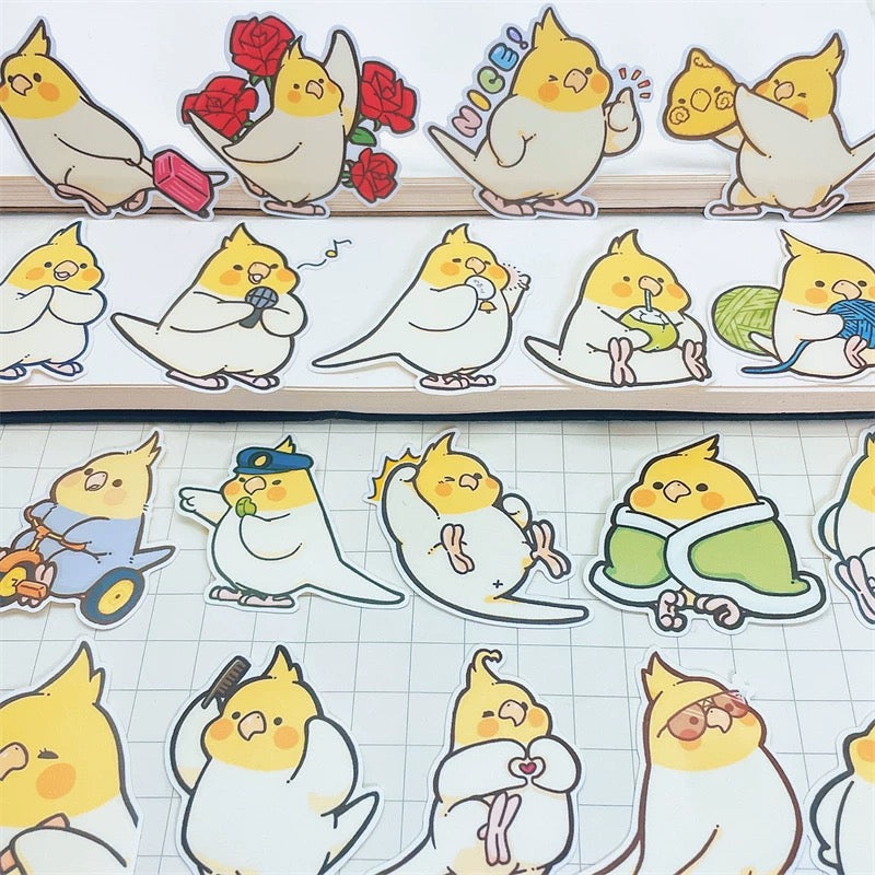 Set of 20 Pieces Parrot Waterproof | Fun Cockatiel 5cm - iPad iPhone NoteBook