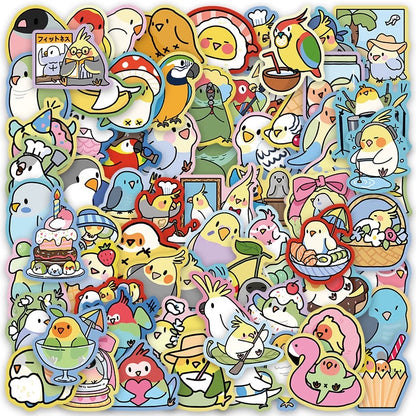 Set of 70 Pieces Colourful Fun Parrot Stickers Waterproof | Lovebird Budgie Pacific Parrotlet Macaw - iPad iPhone NoteBook