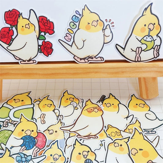 Set of 20 Pieces Parrot Waterproof | Fun Cockatiel 5cm - iPad iPhone NoteBook