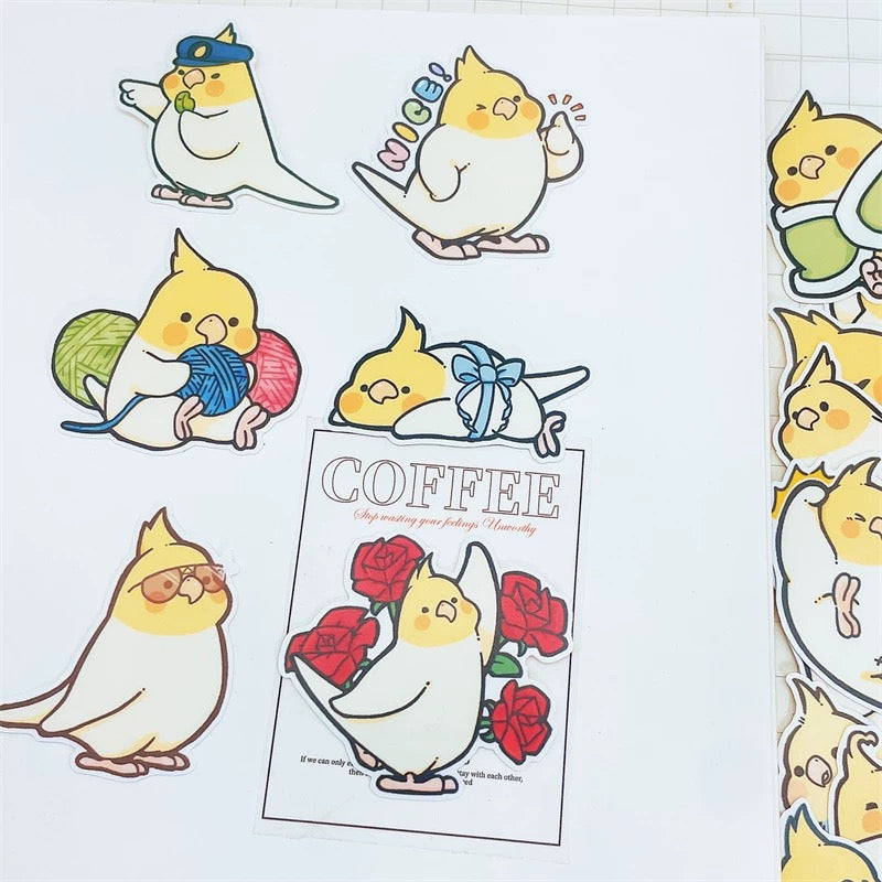 Set of 20 Pieces Parrot Waterproof | Fun Cockatiel 5cm - iPad iPhone NoteBook