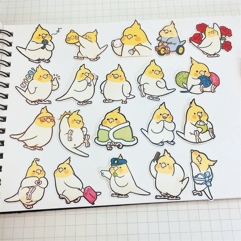 Set of 20 Pieces Parrot Waterproof | Fun Cockatiel 5cm - iPad iPhone NoteBook