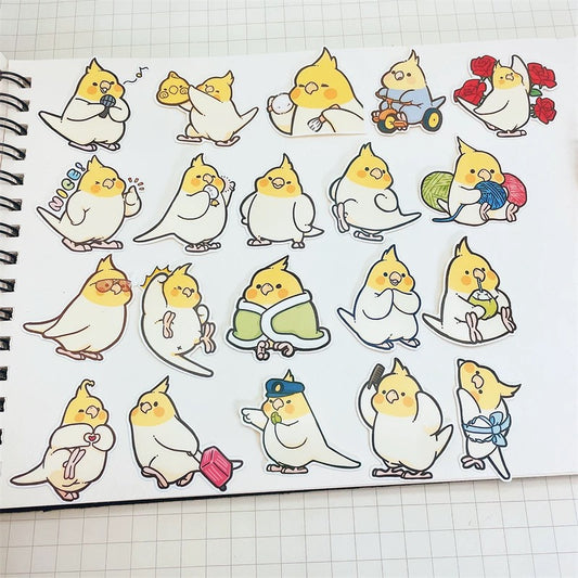 Set of 20 Pieces Parrot Waterproof | Fun Cockatiel 5cm - iPad iPhone NoteBook