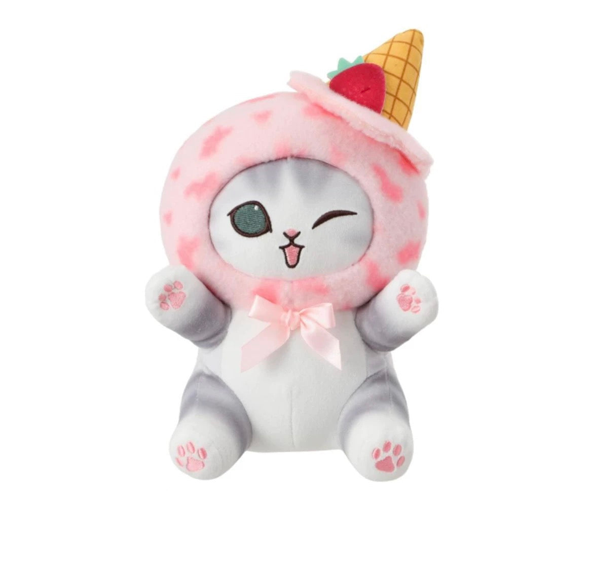 Miniso X Mofusand Ice Cream Series | Mofusand Cat in Ice Cream Cone Costume Sitting Cute Plush Doll - Kawaii items Room Decoration Doll