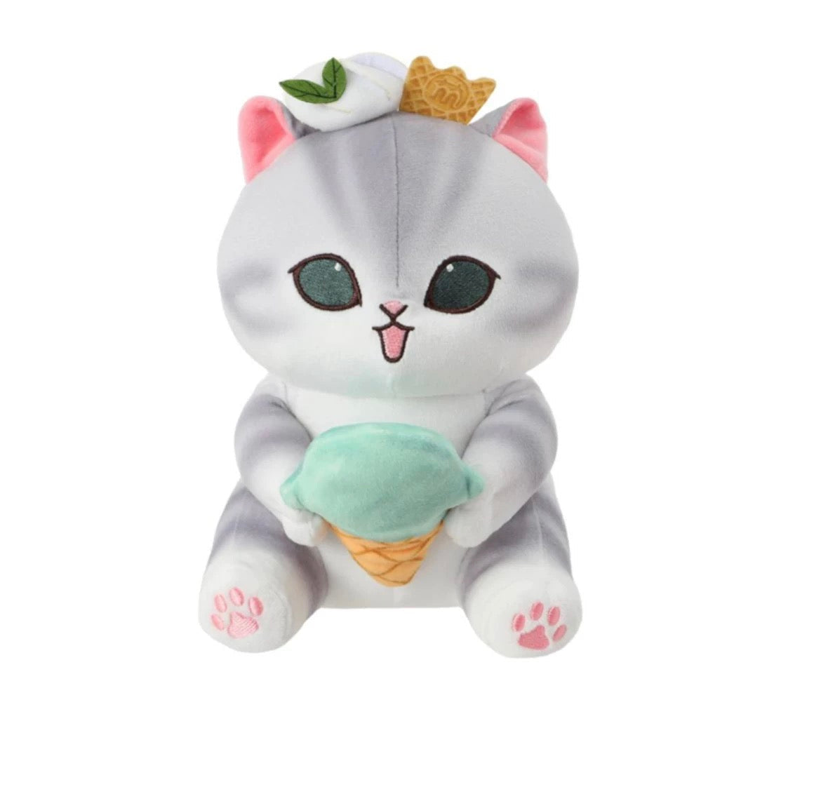 Miniso X Mofusand Ice Cream Series | Mofusand Cat Eating Ice Cream Cone Cute Plush Doll - Kawaii items Room Decoration Doll