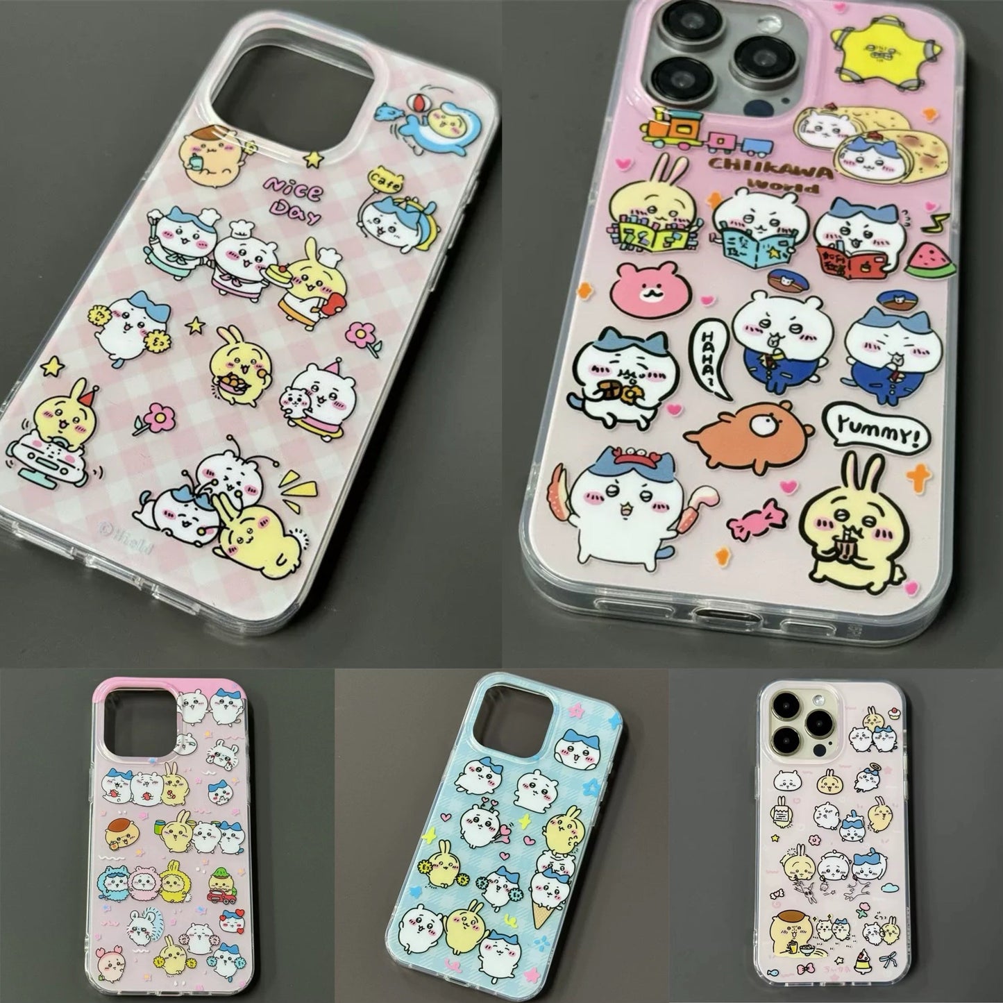 Japanese Cartoon ChiiKawa | Chiikawa Hachiware Usagi X Kirby Hangyodon - iPhone Case 11 12 13 14 15 16 16e 17 17e Pro Promax