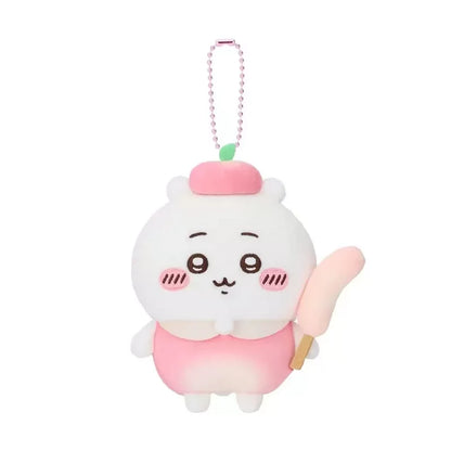 Japan ChiiKawa Fruit Series | ChiiKawa Hachiware Usagi Momonga Kurimanju Rakko Shisa Wearing Fruit Costume Cute Plush Doll Keychain - Kawaii items Room Decoration Doll