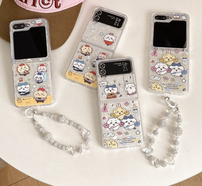 Cute Cartoon Chiikawa Peal Case  | Cheer Up & Fast Food Party - Phone Case Samsung Galaxy Z Flip Fold 3 4 5 6 7 FE