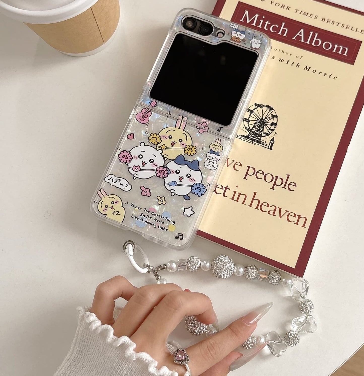 Cute Cartoon Chiikawa Peal Case  | Cheer Up & Fast Food Party - Phone Case Samsung Galaxy Z Flip 3 4 5 6 WinnieTheBirds Toy Shop