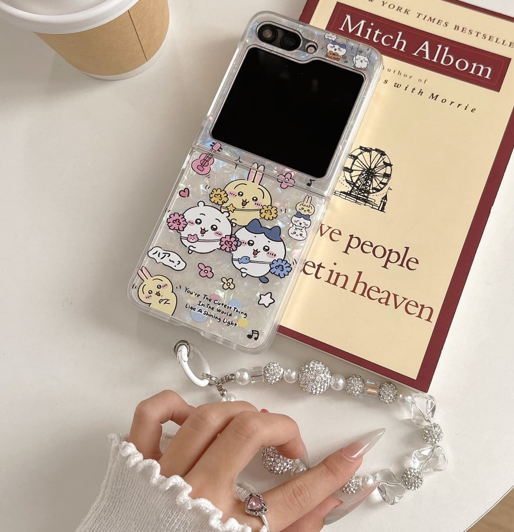 Cute Cartoon Chiikawa Peal Case  | Cheer Up & Fast Food Party - Phone Case Samsung Galaxy Z Flip 3 4 5 6 WinnieTheBirds Toy Shop