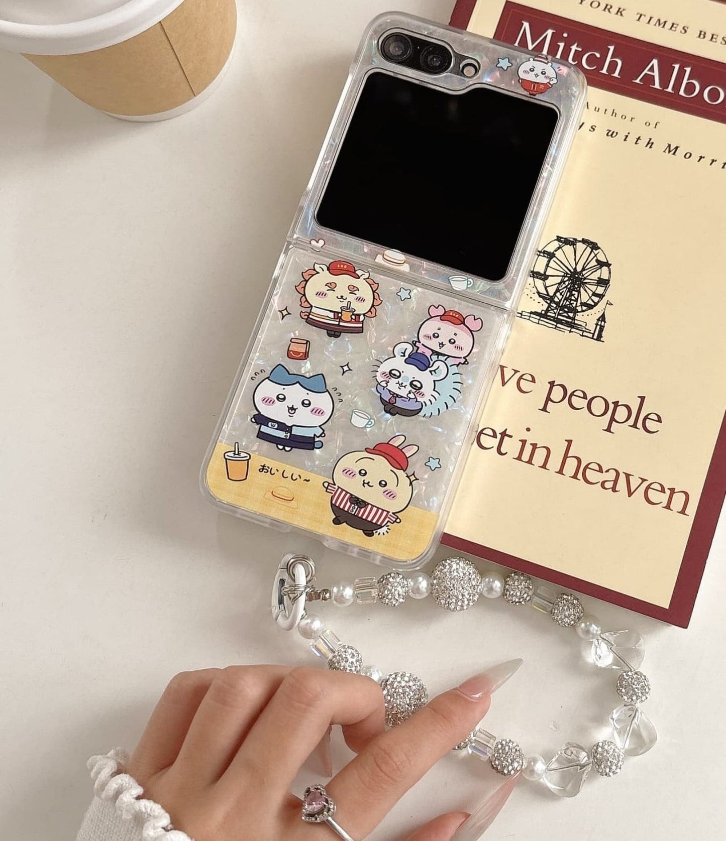 Cute Cartoon Chiikawa Peal Case  | Cheer Up & Fast Food Party - Phone Case Samsung Galaxy Z Flip 3 4 5 6 WinnieTheBirds Toy Shop