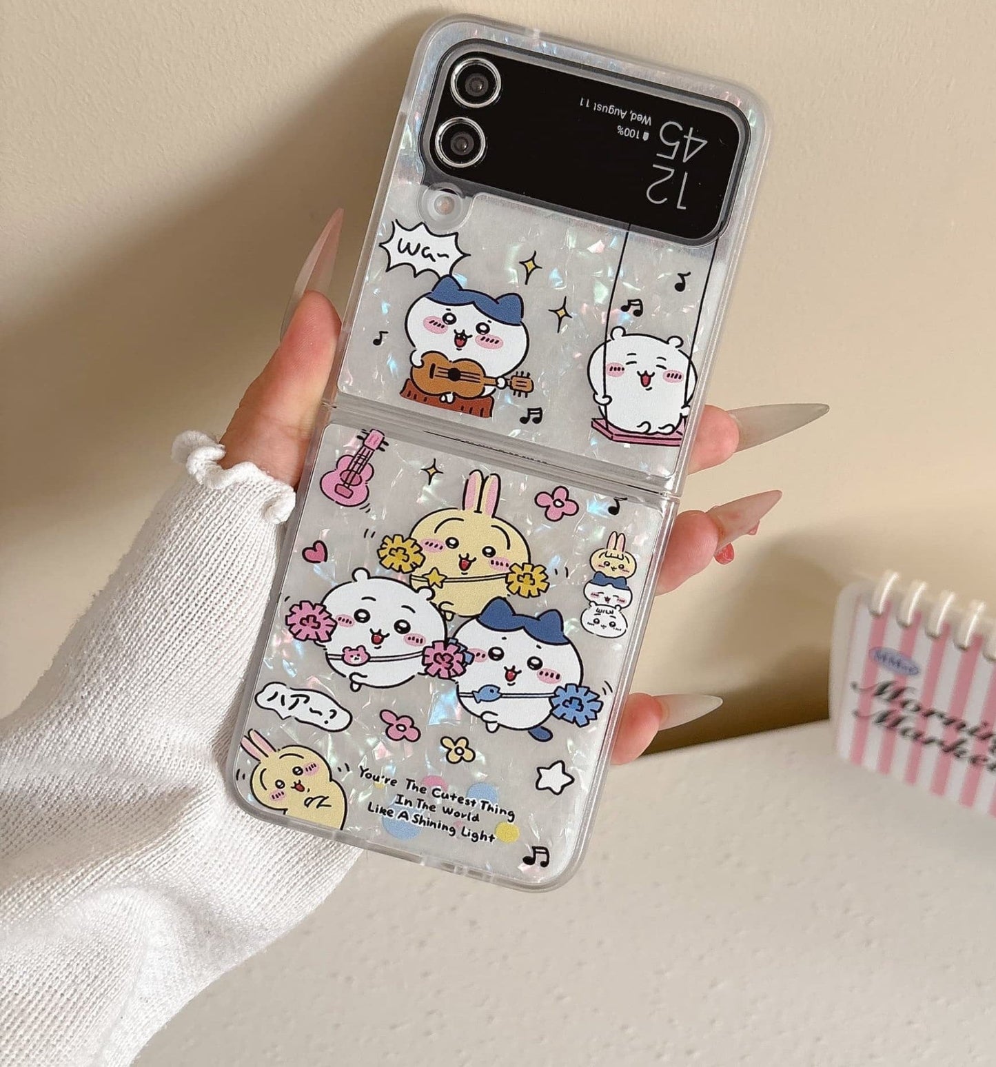 Cute Cartoon Chiikawa Peal Case  | Cheer Up & Fast Food Party - Phone Case Samsung Galaxy Z Flip 3 4 5 6 WinnieTheBirds Toy Shop