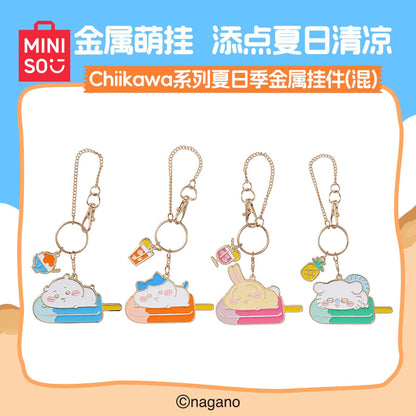 ChiiKawa X Miniso Hot Summer Series | ChiiKawa Hachiware Usagi Momonga On Popsicle Metal Keychain - Kawaii Items Room Decoration